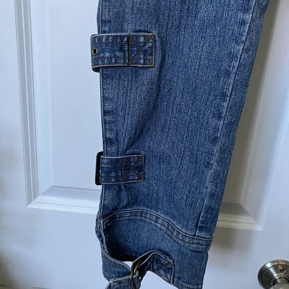 Y2K Request Jeans Juniors 9 Belted Strappy Flared Vintage Mid Rise 2000s Grunge - Picture 2 of 12